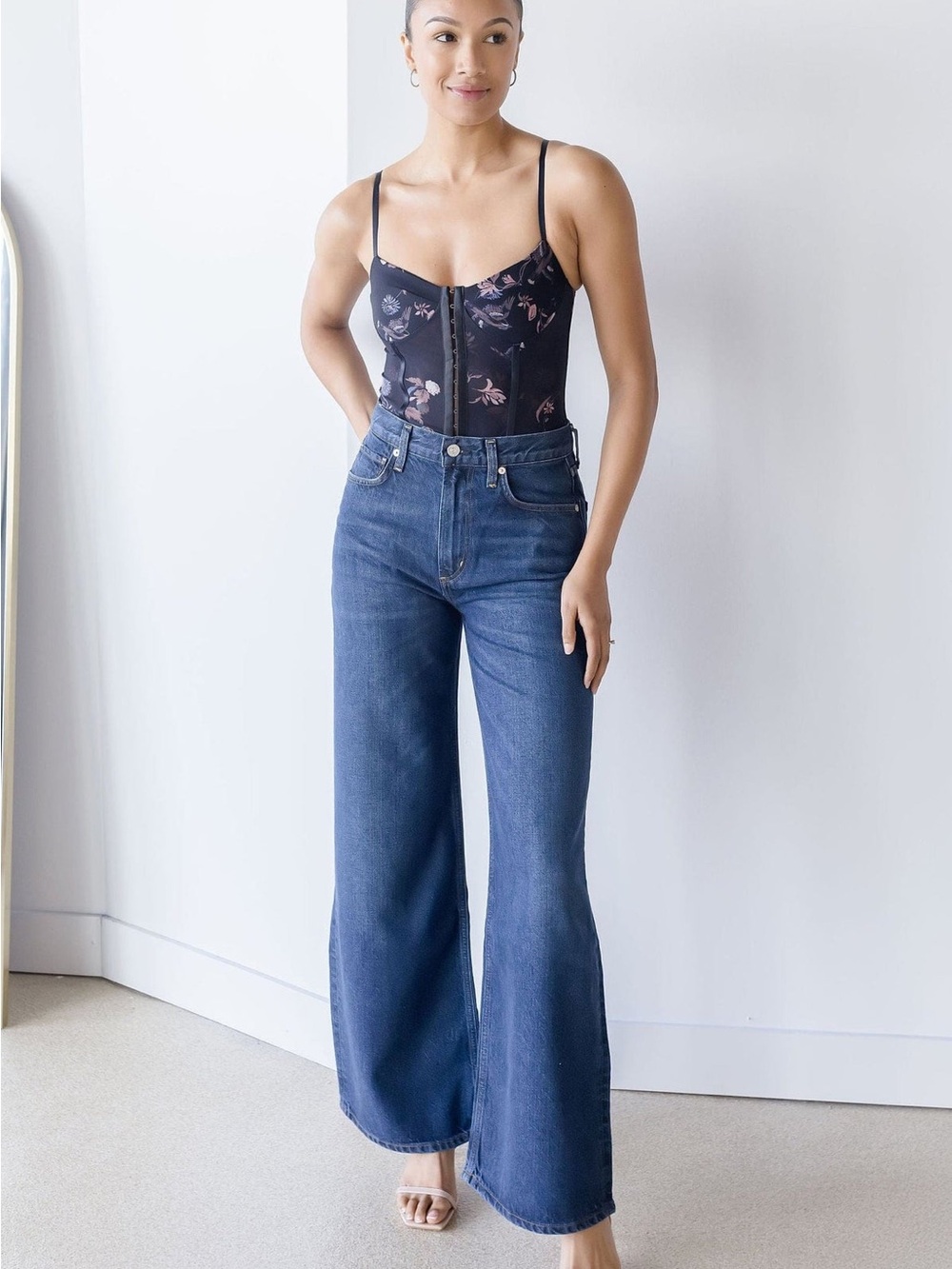 Free people Night Rhythm Printed Bodysuit XS